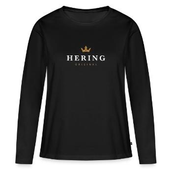 Logo original de la famille du hareng - T-shirt manches longues Premium bio Femme - noir - Devant - Julia (174cm)