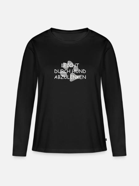 Leicht durch Hund abzulenken Pfote Hundeliebe - Frauen Premium Bio Langarmshirt - Schwarz