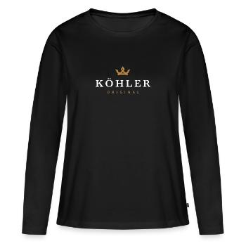 Köhler Original Familienlogo - Frauen Premium Bio Langarmshirt - Schwarz - Vorne - Julia (174cm)