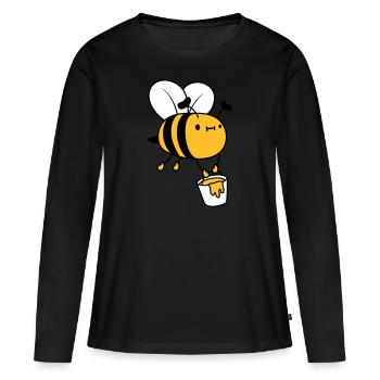Honig Eimer Biene - Frauen Premium Bio Langarmshirt - Schwarz - Vorne - Julia (174cm)