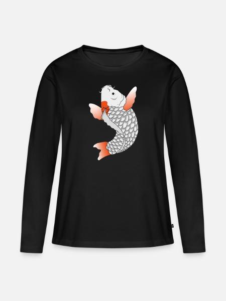 Japanischer Koi - Frauen Premium Bio Langarmshirt - Schwarz