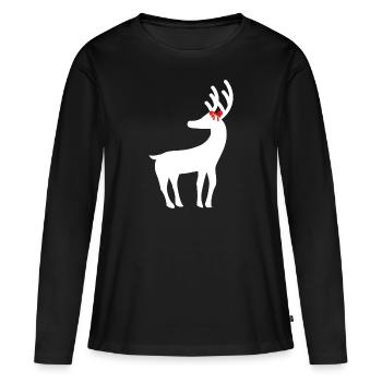Rentier mit Schleife - Frauen Premium Bio Langarmshirt - Schwarz - Vorne - Julia (174cm)