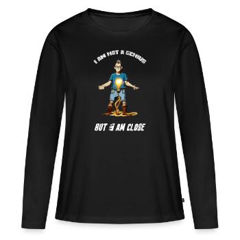 Je ne suis pas un génie - T-shirt manches longues Premium bio Femme - noir - Devant - Julia (174cm)