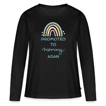 Promoted to mommy again pregnancy announcement - Women's Premium Organic Long Sleeve Shirt - black - Front - Julia (174cm)