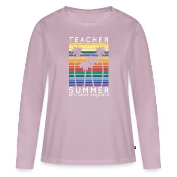 Teacher Summer Recharge Required Vacay Mode Beach - Frauen Premium Bio Langarmshirt - Altrosa - Vorne - Julia (174cm)
