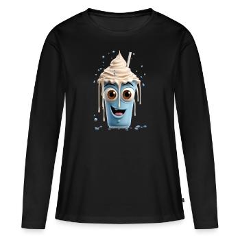 Milkshake amusant - T-shirt manches longues Premium bio Femme - noir - Devant - Julia (174cm)