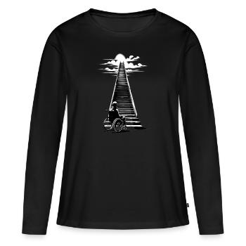 Escaliers vers le ciel | Encore une fois, pas de rampe - T-shirt manches longues Premium bio Femme - noir - Devant - Julia (174cm)