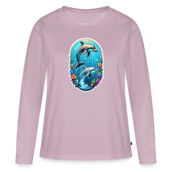 Delfin & Ozean - Frauen Premium Bio Langarmshirt - Altrosa - Vorne - Julia (174cm)