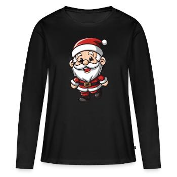 Père Noël Noël Père Noël - T-shirt manches longues Premium bio Femme - noir - Devant - Julia (174cm)