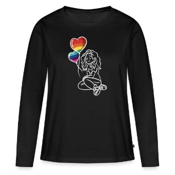Celebrate Love Pridedesigncontest2024 - Frauen Premium Bio Langarmshirt - Schwarz - Vorne - Julia (174cm)