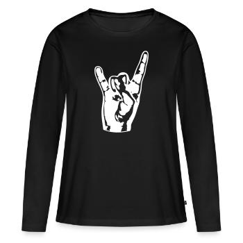 Heavy Metal Hard Rock Musique Cors Geste Logo - T-shirt manches longues Premium bio Femme - noir - Devant - Julia (174cm)