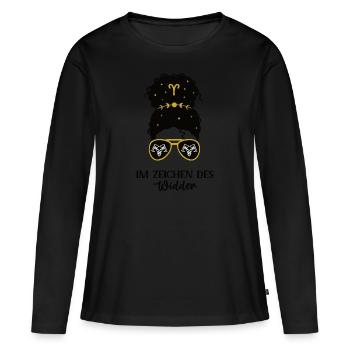 Sternzeichen Widder Geburtstag Tierkreiszeichen - Frauen Premium Bio Langarmshirt - Schwarz - Vorne - Julia (174cm)