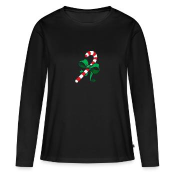 sucre de canne - T-shirt manches longues Premium bio Femme - noir - Devant - Julia (174cm)