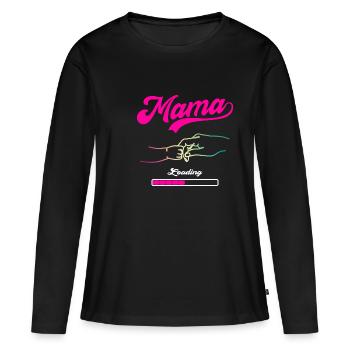 Mama Loading Mutter Mütter Muttertag - Frauen Premium Bio Langarmshirt - Schwarz - Vorne - Julia (174cm)