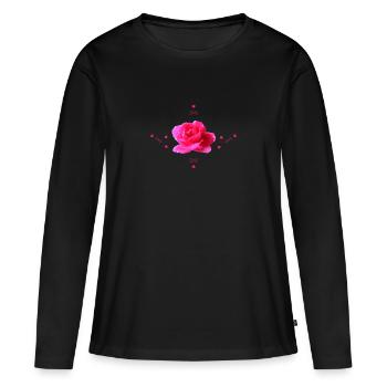 Rose - T-shirt manches longues Premium bio Femme - noir - Devant - Julia (174cm)