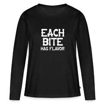 Each bite has flavor - Frauen Premium Bio Langarmshirt - Schwarz - Vorne - Julia (174cm)