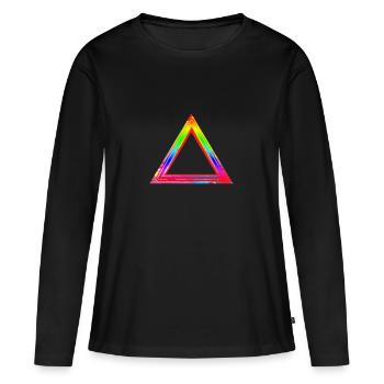 ARC-EN-CIEL TRIANGULAIRE - T-shirt manches longues Premium bio Femme - noir - Devant - Julia (174cm)