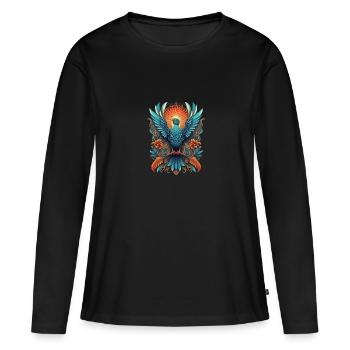 Bunter Paradiesvogel - Frauen Premium Bio Langarmshirt - Schwarz - Vorne - Julia (174cm)