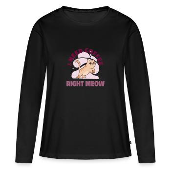 Katzen Kaffee Witzig Samtpfote Miau: Geschenke Cat - Frauen Premium Bio Langarmshirt - Schwarz - Vorne - Julia (174cm)