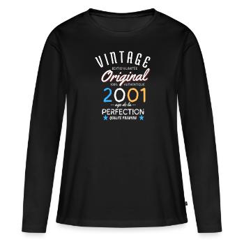 Année 2001 Cadeau anniversaire - T-shirt manches longues Premium bio Femme - noir - Devant - Julia (174cm)