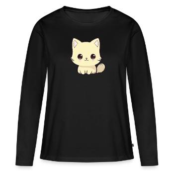 chat chibi - T-shirt manches longues Premium bio Femme - noir - Devant - Julia (174cm)