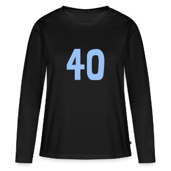 40. 40 JAHRE. 40-JÄHRIGES JUBILÄUM. 40-JÄHRIGES JUBILÄUM. - Frauen Premium Bio Langarmshirt - Schwarz - Vorne - Julia (174cm)