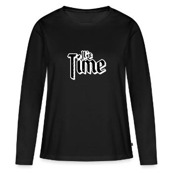 Son heure - T-shirt manches longues Premium bio Femme - noir - Devant - Julia (174cm)