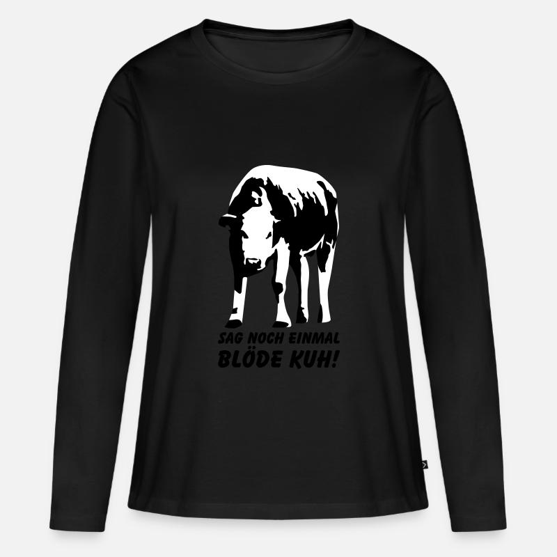 Dumme Kuh? - Frauen Premium Bio Langarmshirt - Schwarz
