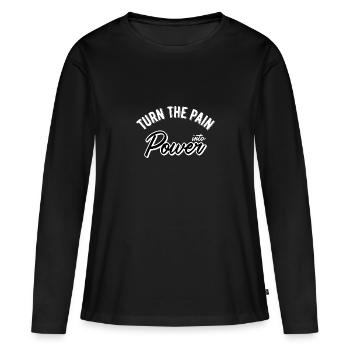 Transformez la douleur en puissance - T-shirt manches longues Premium bio Femme - noir - Devant - Julia (174cm)