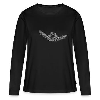 Polygon Meeresschildkröte - Frauen Premium Bio Langarmshirt - Schwarz - Vorne - Julia (174cm)