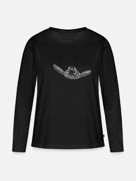 Polygon Meeresschildkröte - Frauen Premium Bio Langarmshirt - Schwarz
