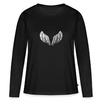 Aile - T-shirt manches longues Premium bio Femme - noir - Devant - Julia (174cm)