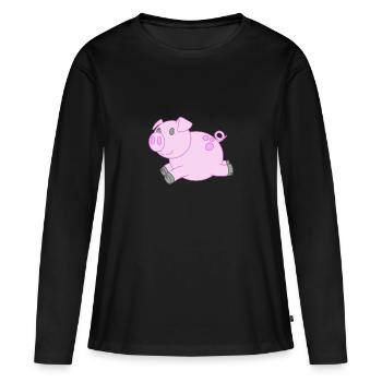 Gentil petit cochon - T-shirt manches longues Premium bio Femme - noir - Devant - Julia (174cm)