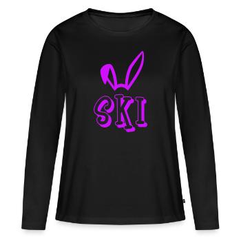 Skifahren Skihase Skihaserl - Frauen Premium Bio Langarmshirt - Schwarz - Vorne - Julia (174cm)