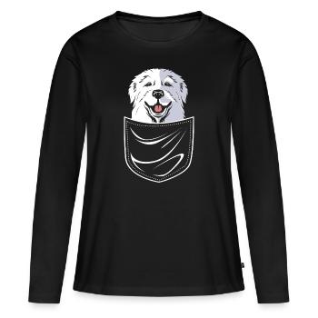 Chien des Pyrénées - T-shirt manches longues Premium bio Femme - noir - Devant - Julia (174cm)