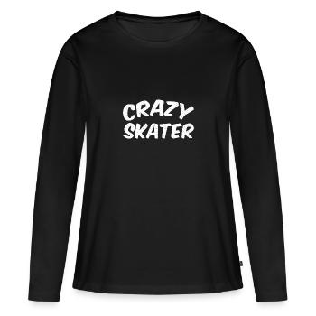 Crazy Skater - T-shirt manches longues Premium bio Femme - noir - Devant - Julia (174cm)