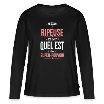 Je suis ripeuse - Super-pouvoir - T-shirt manches longues Premium bio Femme - noir - Devant - Julia (174cm)