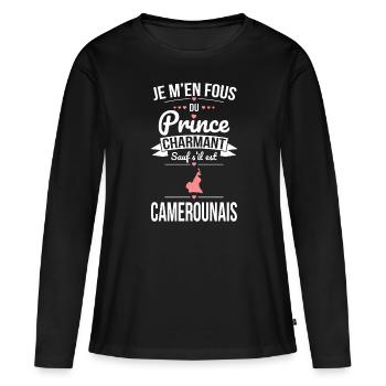 Fous du prince charmant sauf s'il est Camerounais - T-shirt manches longues Premium bio Femme - noir - Devant - Julia (174cm)