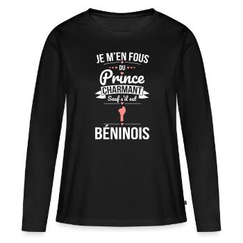 Fous du prince charmant sauf s'il est Béninois - T-shirt manches longues Premium bio Femme - noir - Devant - Julia (174cm)