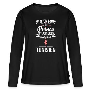 Fous du prince charmant sauf s'il est Tunisien - T-shirt manches longues Premium bio Femme - noir - Devant - Julia (174cm)