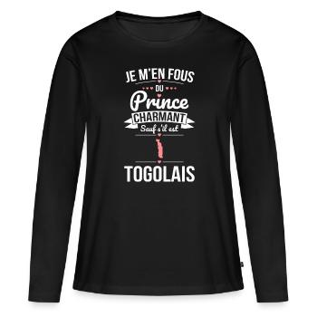 Fous du prince charmant sauf s'il est Togolais - T-shirt manches longues Premium bio Femme - noir - Devant - Julia (174cm)