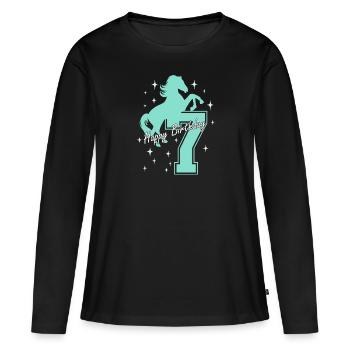 7. Geburtstag Reiten Pferd Reitstall - Frauen Premium Bio Langarmshirt - Schwarz - Vorne - Julia (174cm)