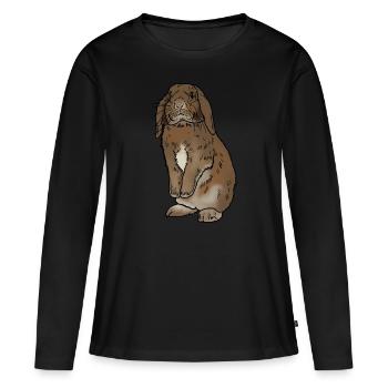 Lapin debout - T-shirt manches longues Premium bio Femme - noir - Devant - Julia (174cm)