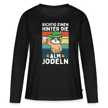 Faultier Einen Hinter Die Alm Jodeln - Frauen Premium Bio Langarmshirt - Schwarz - Vorne - Julia (174cm)