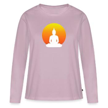 Bouddha assis en tailleur - T-shirt manches longues Premium bio Femme - rose poudré - Devant - Julia (174cm)