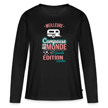 Best Camper in the World - 100% Awesome - Women's Premium Organic Long Sleeve Shirt - black - Front - Julia (174cm)