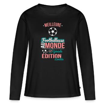Beste Fußballerin der Welt - 100% Awesome - Frauen Premium Bio Langarmshirt - Schwarz - Vorne - Julia (174cm)