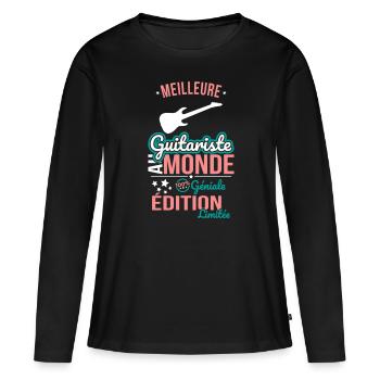Bester Gitarrist der Welt - 100% genial - Frauen Premium Bio Langarmshirt - Schwarz - Vorne - Julia (174cm)