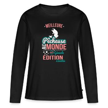 Beste Fischerin der Welt - 100% Awesome - Frauen Premium Bio Langarmshirt - Schwarz - Vorne - Julia (174cm)