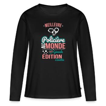 Beste Polizistin der Welt - 100% Awesome - Frauen Premium Bio Langarmshirt - Schwarz - Vorne - Julia (174cm)